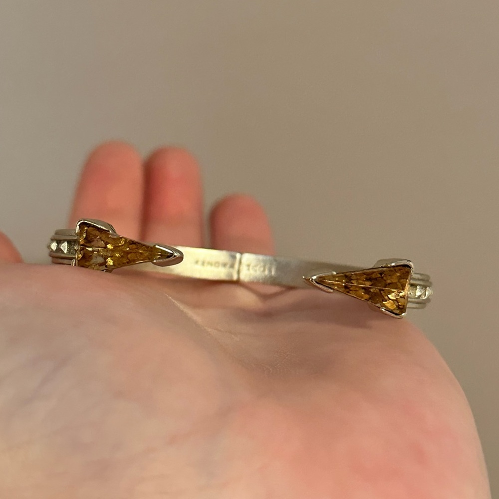 Kendra Scott Misty Hinge Bracelet Gold w/ Brown Triangle Stones - Picture 3 of 5